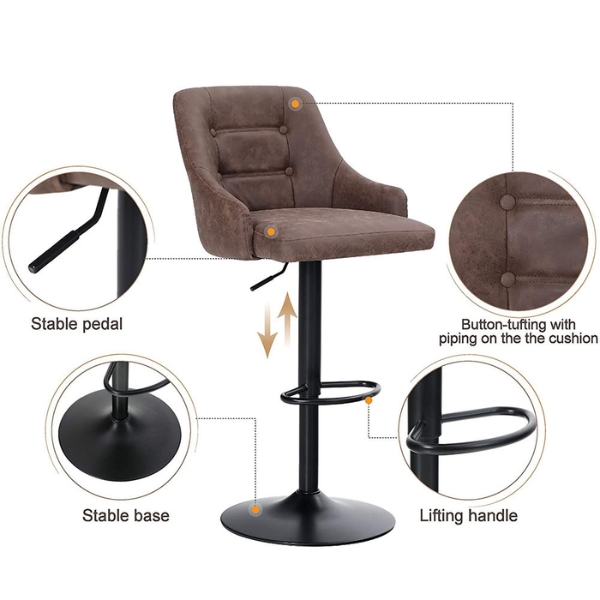 Ghế quầy bar cao cấp giá rẻ bọc da nâu, xám: SG - 9125 - $hienthicat